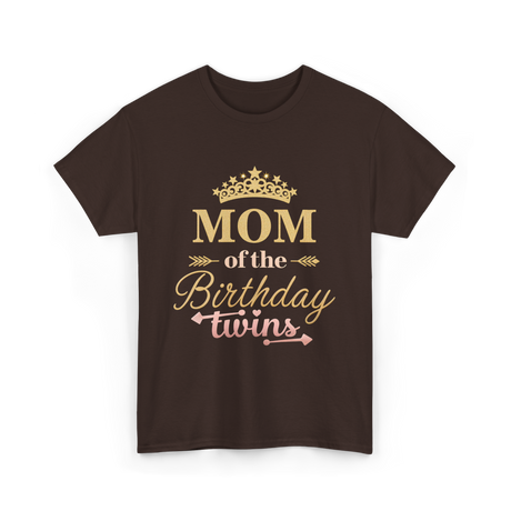 Mom of the Birthday Twins Party T-Shirt - Dark Chocolate