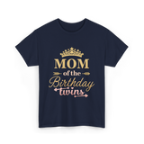 Mom of the Birthday Twins Party T-Shirt - Navy