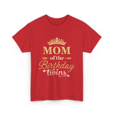 Mom of the Birthday Twins Party T-Shirt - Red