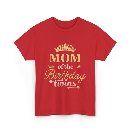 Mom of the Birthday Twins Party T-Shirt - Red