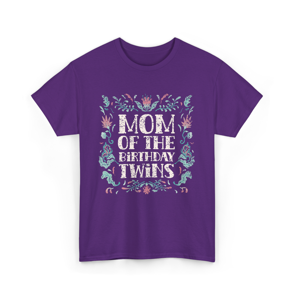 Mom Of The Birthday Twins Twin T-Shirt - Purple