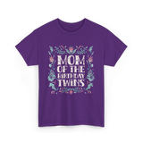 Mom Of The Birthday Twins Twin T-Shirt - Purple