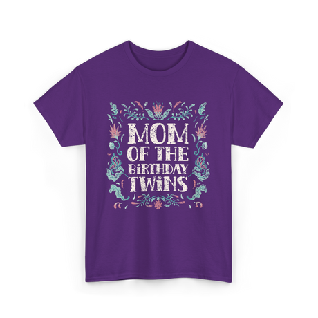 Mom Of The Birthday Twins Twin T-Shirt - Purple