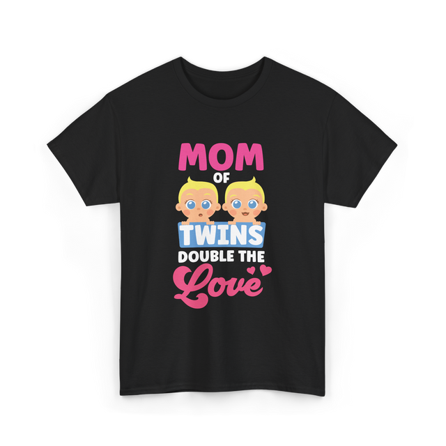 Mom Of Twins Double Love T-Shirt - Black