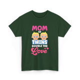 Mom Of Twins Double Love T-Shirt - Forest Green