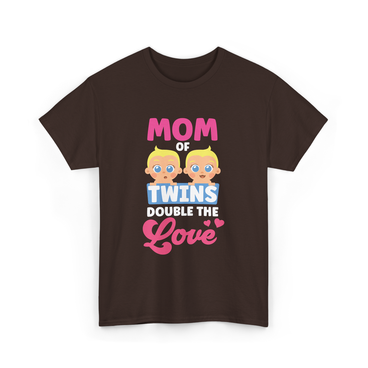 Mom Of Twins Double Love T-Shirt - Dark Chocolate