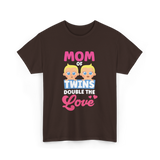 Mom Of Twins Double Love T-Shirt - Dark Chocolate