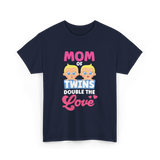 Mom Of Twins Double Love T-Shirt - Navy