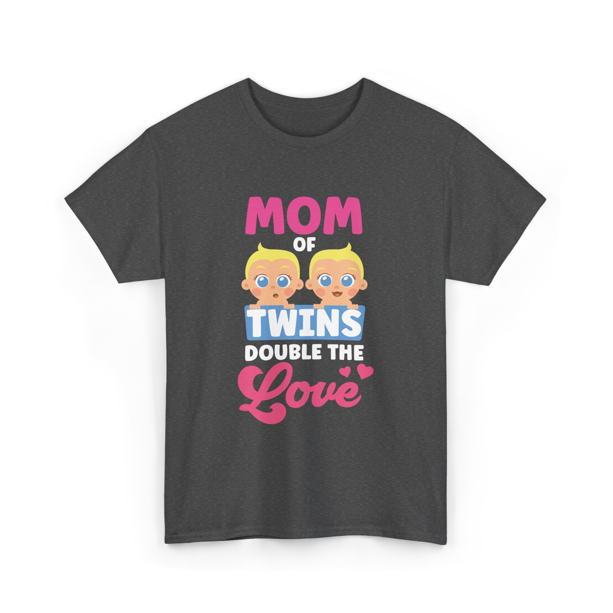 Mom Of Twins Double Love T-Shirt - Dark Heather