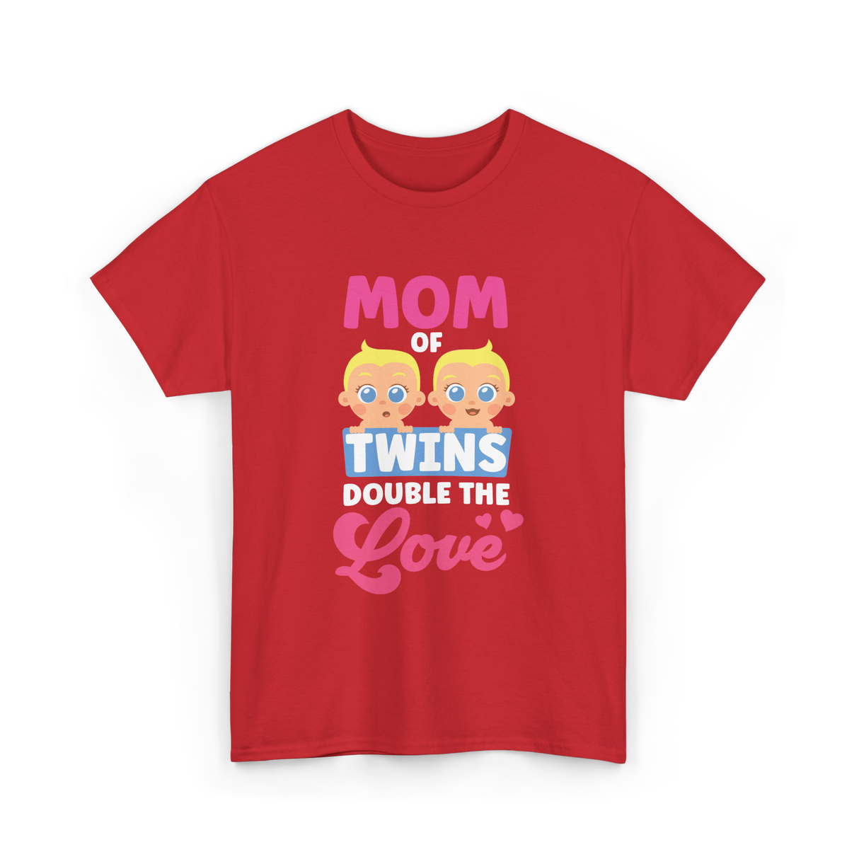 Mom Of Twins Double Love T-Shirt - Red