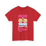 Mom Of Twins Double Love T-Shirt - Red