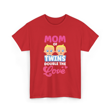 Mom Of Twins Double Love T-Shirt - Red