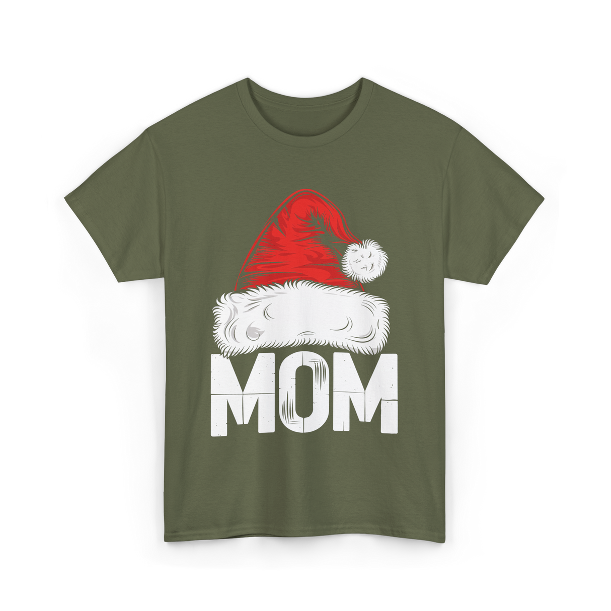 Mom Santa Christmas Holiday T-Shirt - Military Green