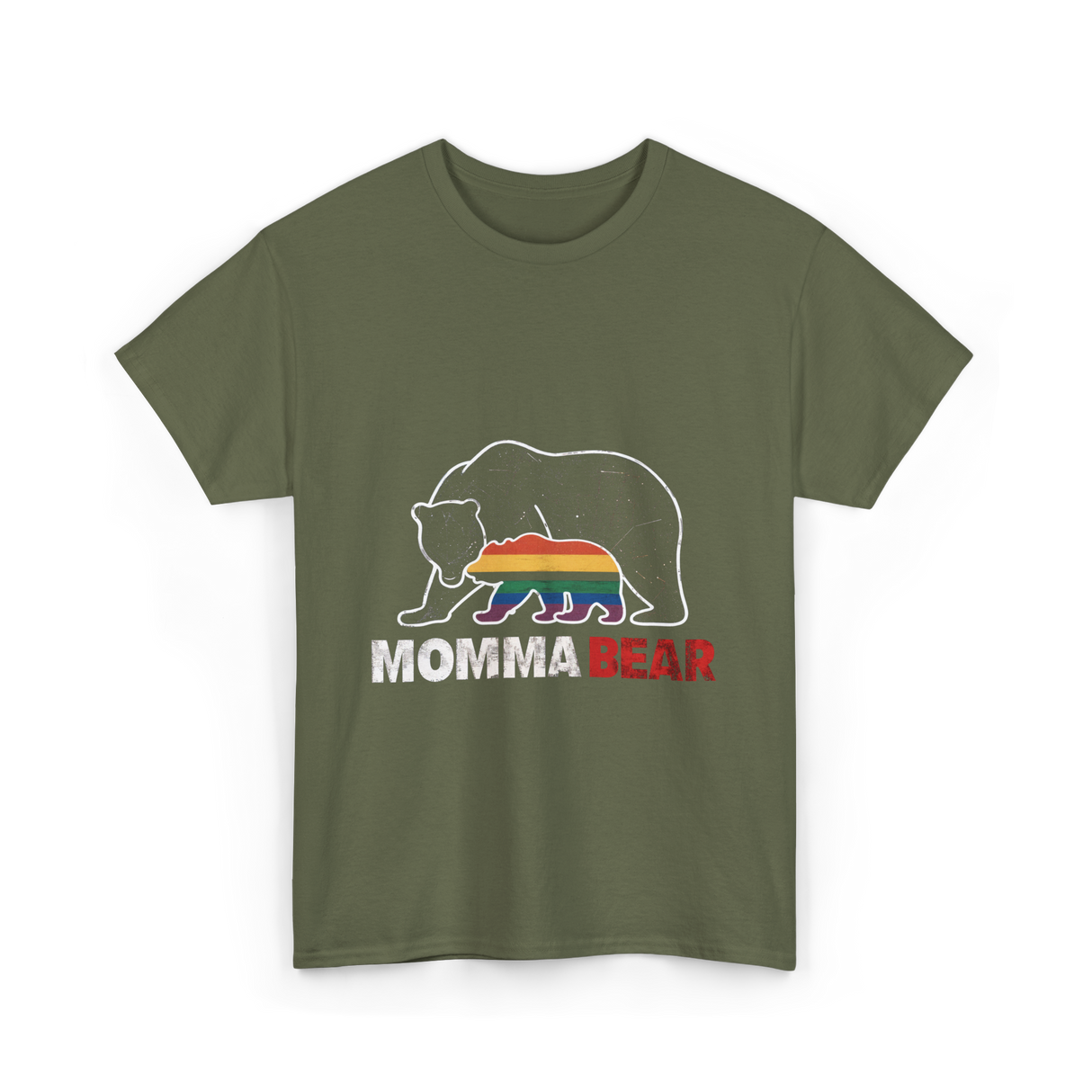 Momma Bear Pride Bear T-Shirt - Military Green