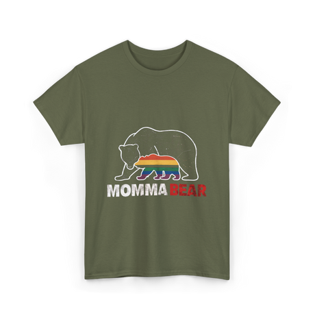 Momma Bear Pride Bear T-Shirt - Military Green