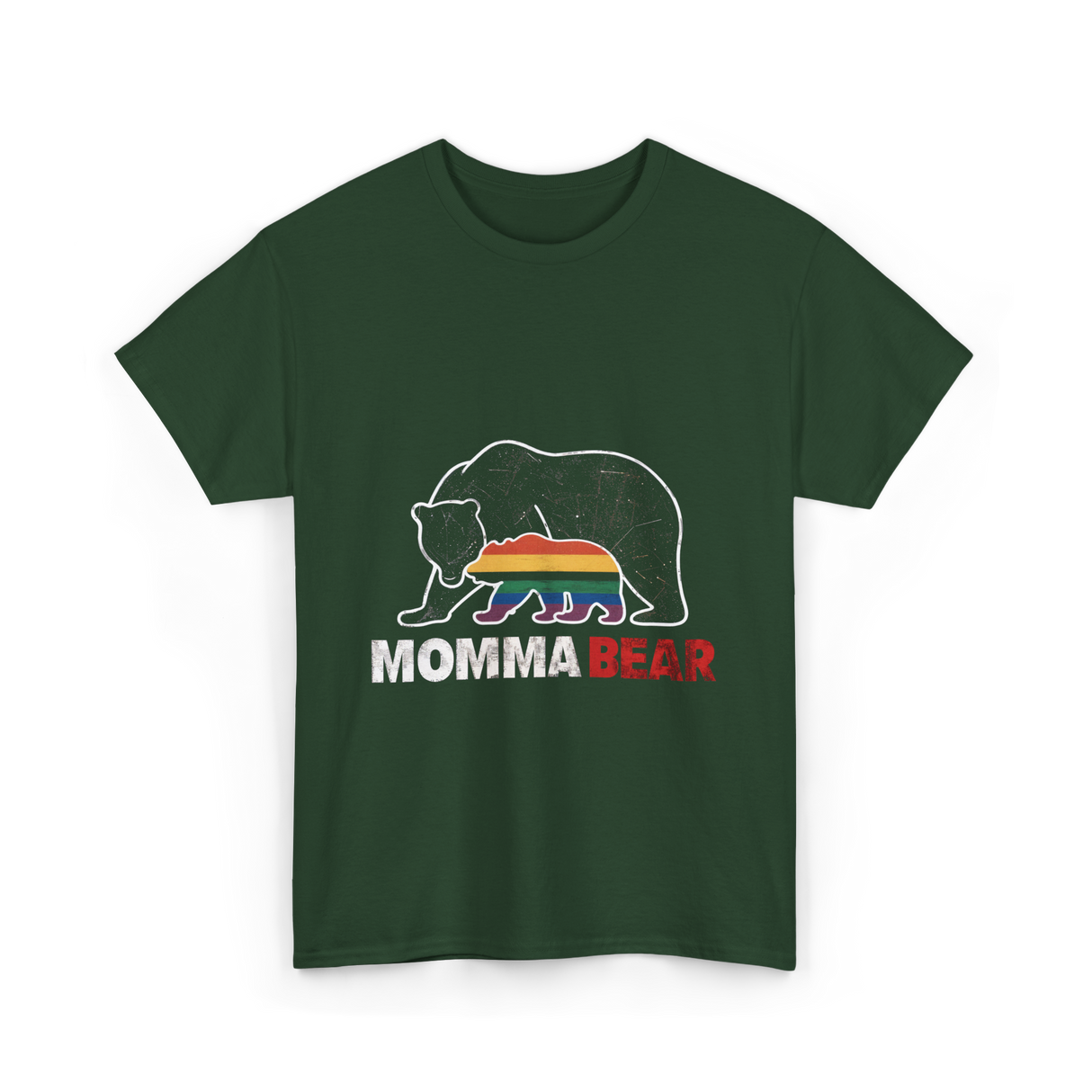 Momma Bear Pride Bear T-Shirt - Forest Green