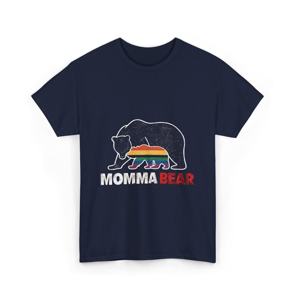 Momma Bear Pride Bear T-Shirt - Navy