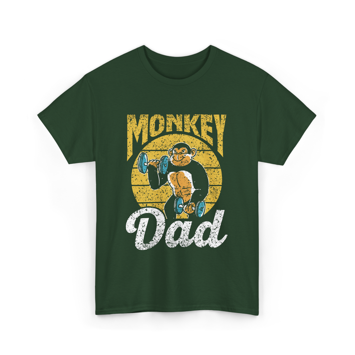 Monkey Dad Animal Fitness Dad T-Shirt - Forest Green