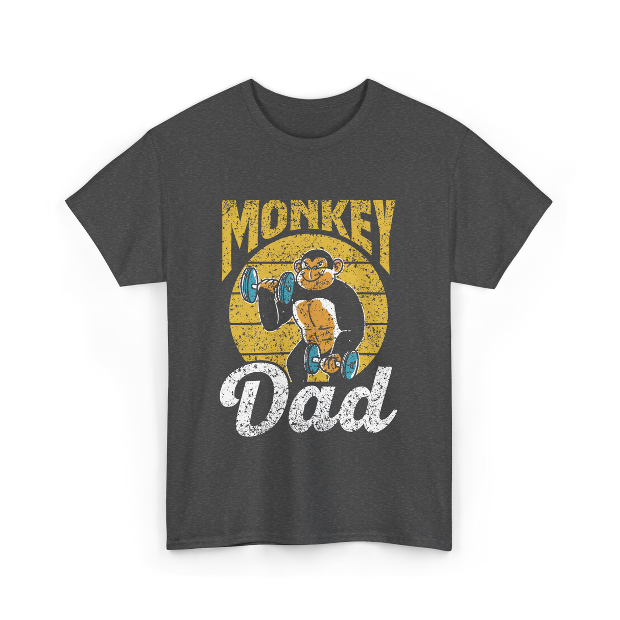 Monkey Dad Animal Fitness Dad T-Shirt - Dark Heather