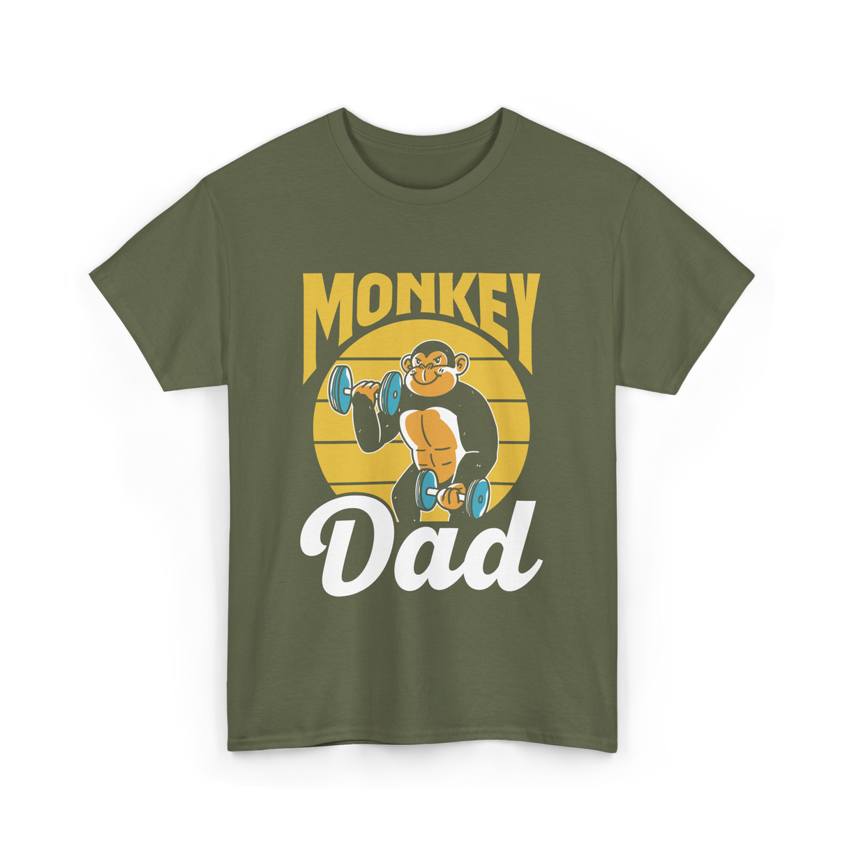 Monkey Dad Animal Fitness Workout T-Shirt - Military Green