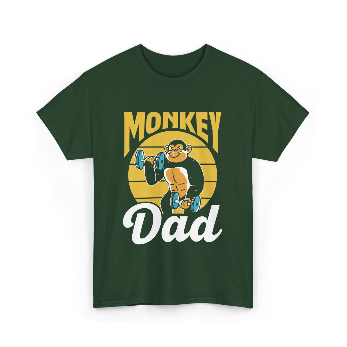 Monkey Dad Animal Fitness Workout T-Shirt - Forest Green