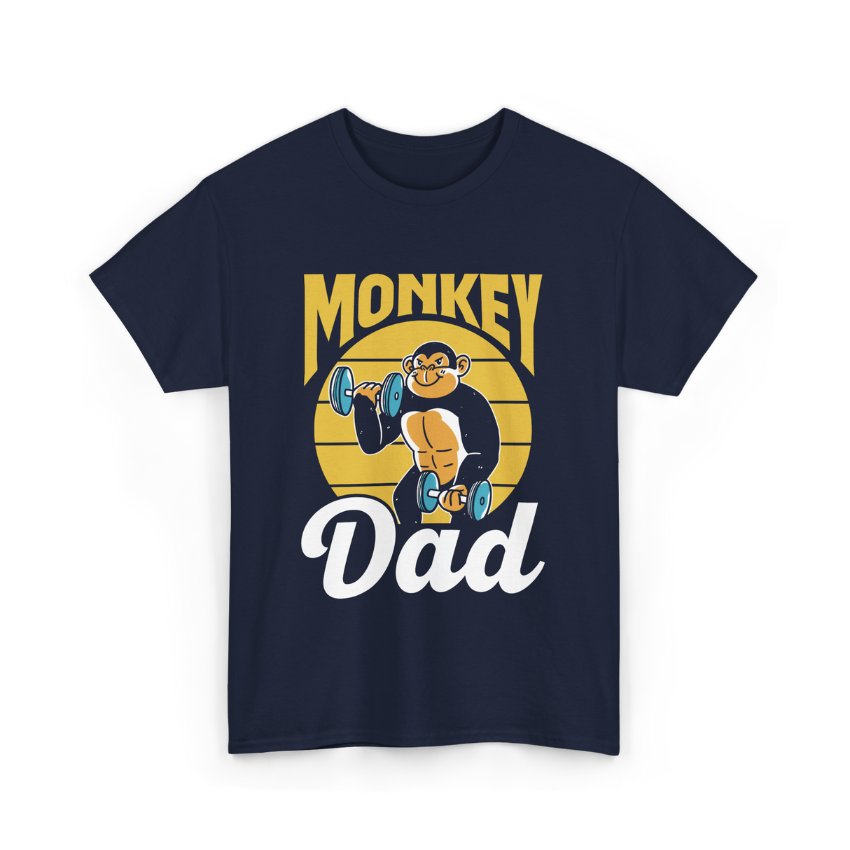Monkey Dad Animal Fitness Workout T-Shirt - Navy