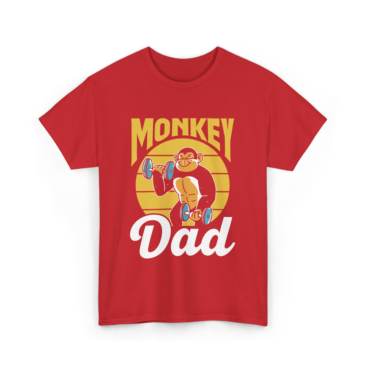 Monkey Dad Animal Fitness Workout T-Shirt - Red