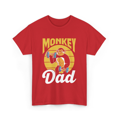 Monkey Dad Animal Fitness Workout T-Shirt - Red