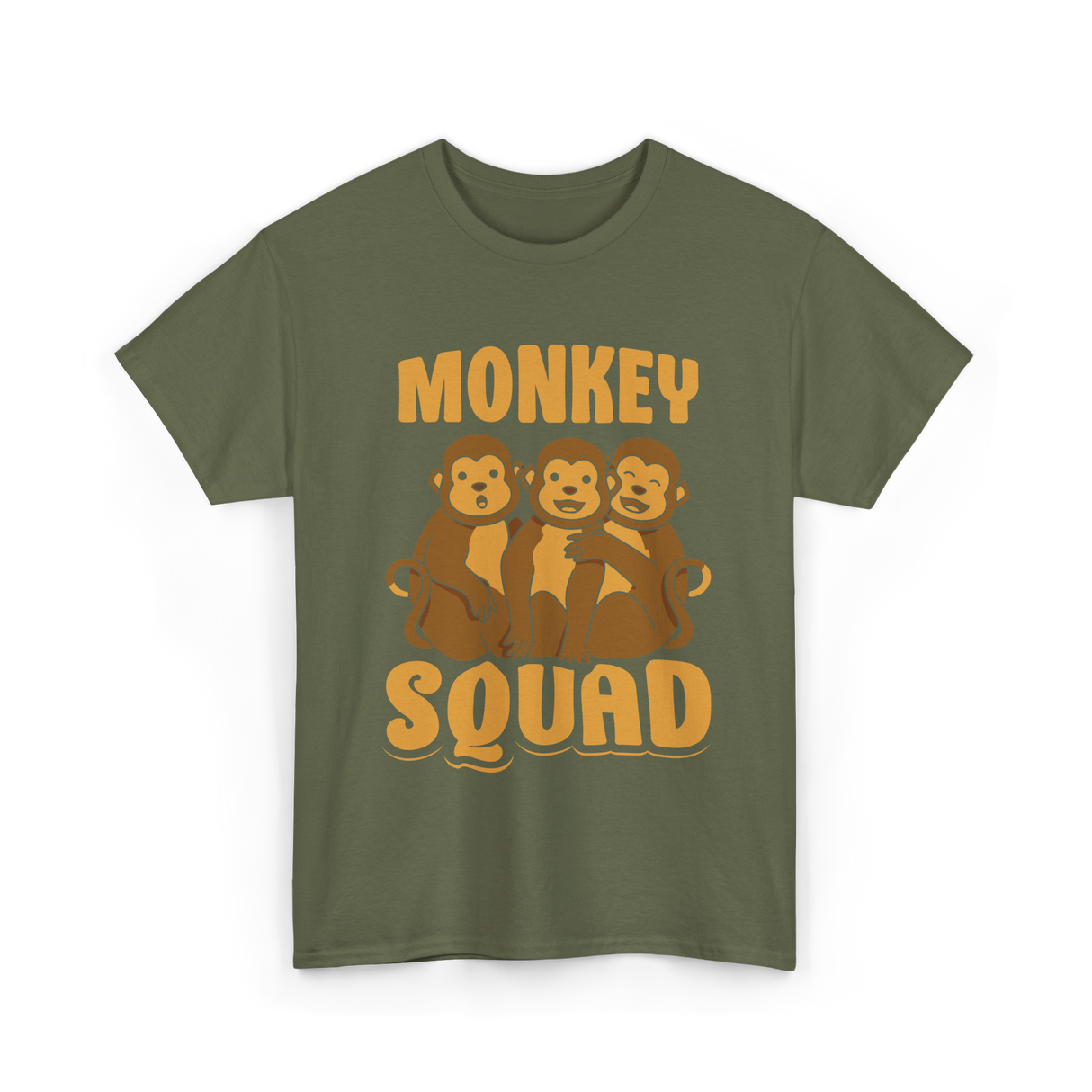 Monkey Squad Monkeys Animal T-Shirt - Military Green