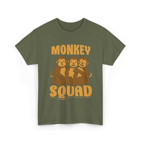 Monkey Squad Monkeys Animal T-Shirt - Military Green