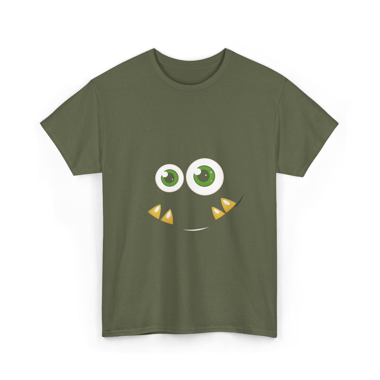 Monster Face Cute Costume T-Shirt - Military Green