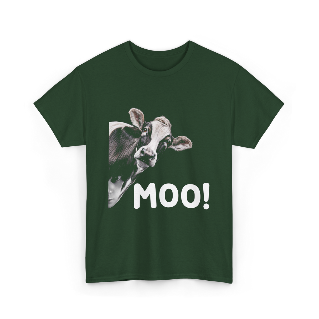 Moo Cow Animal T-Shirt - Forest Green