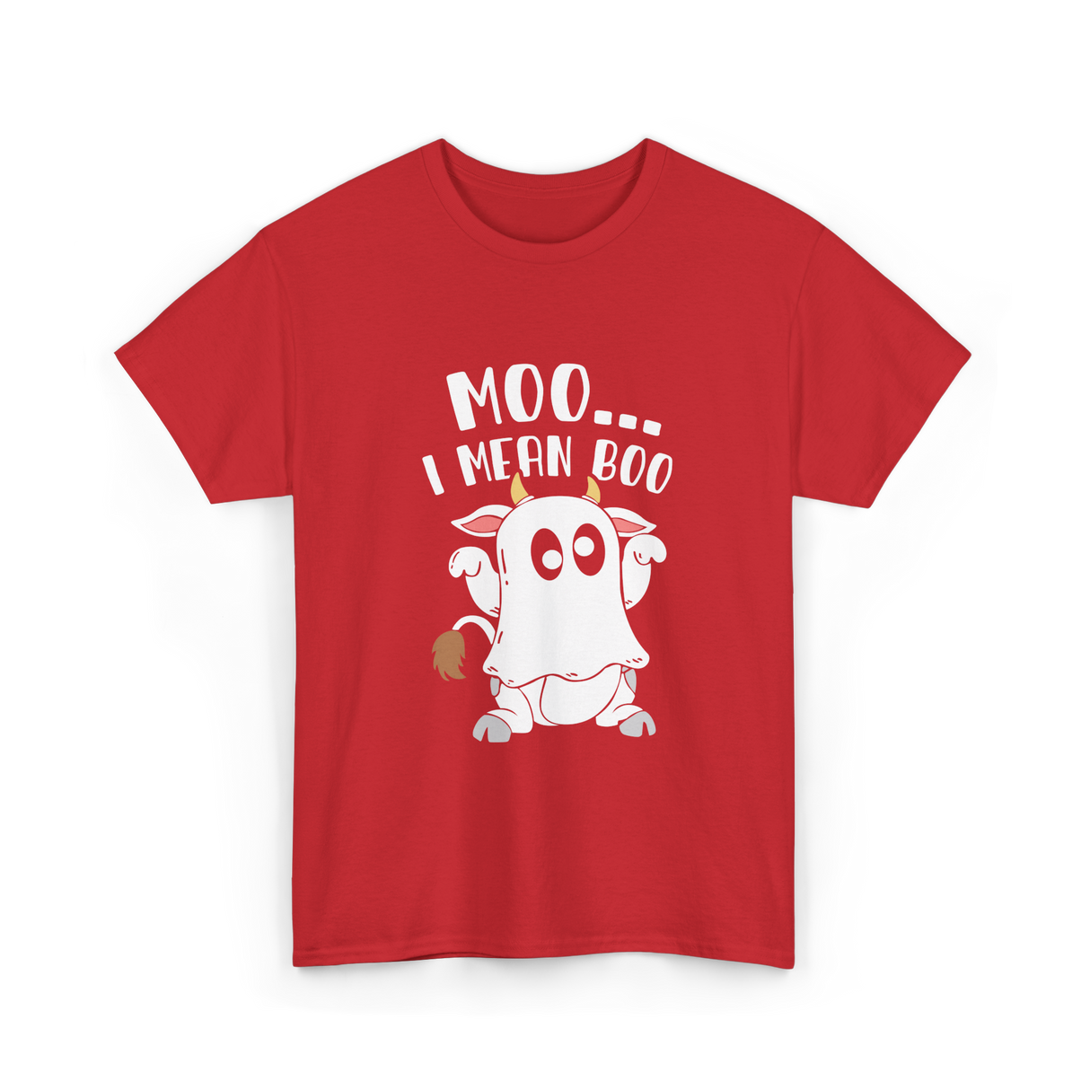 Moo I Mean Boo Cow T-Shirt - Red