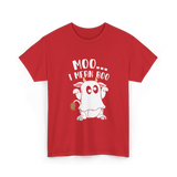 Moo I Mean Boo Cow T-Shirt - Red