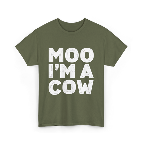 Moo I'm A Cow Cow Costume T-Shirt - Military Green