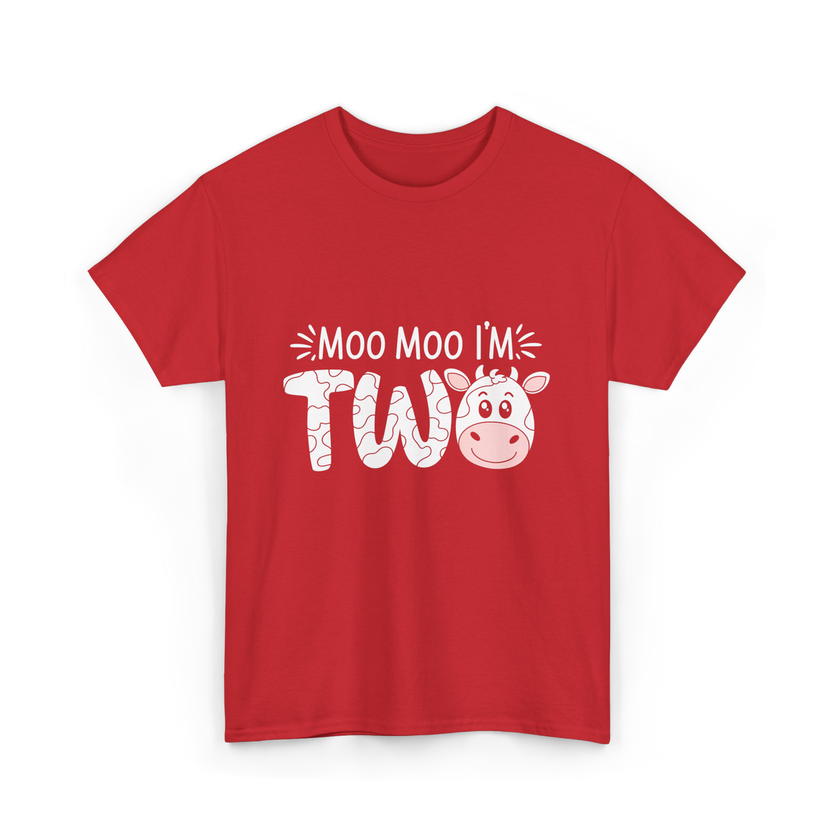 Moo Moo I'm Two Birthday Cow T-Shirt - Red