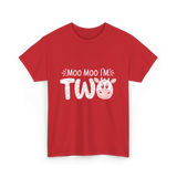 Moo Moo I'm Two Birthday Cow T-Shirt - Red