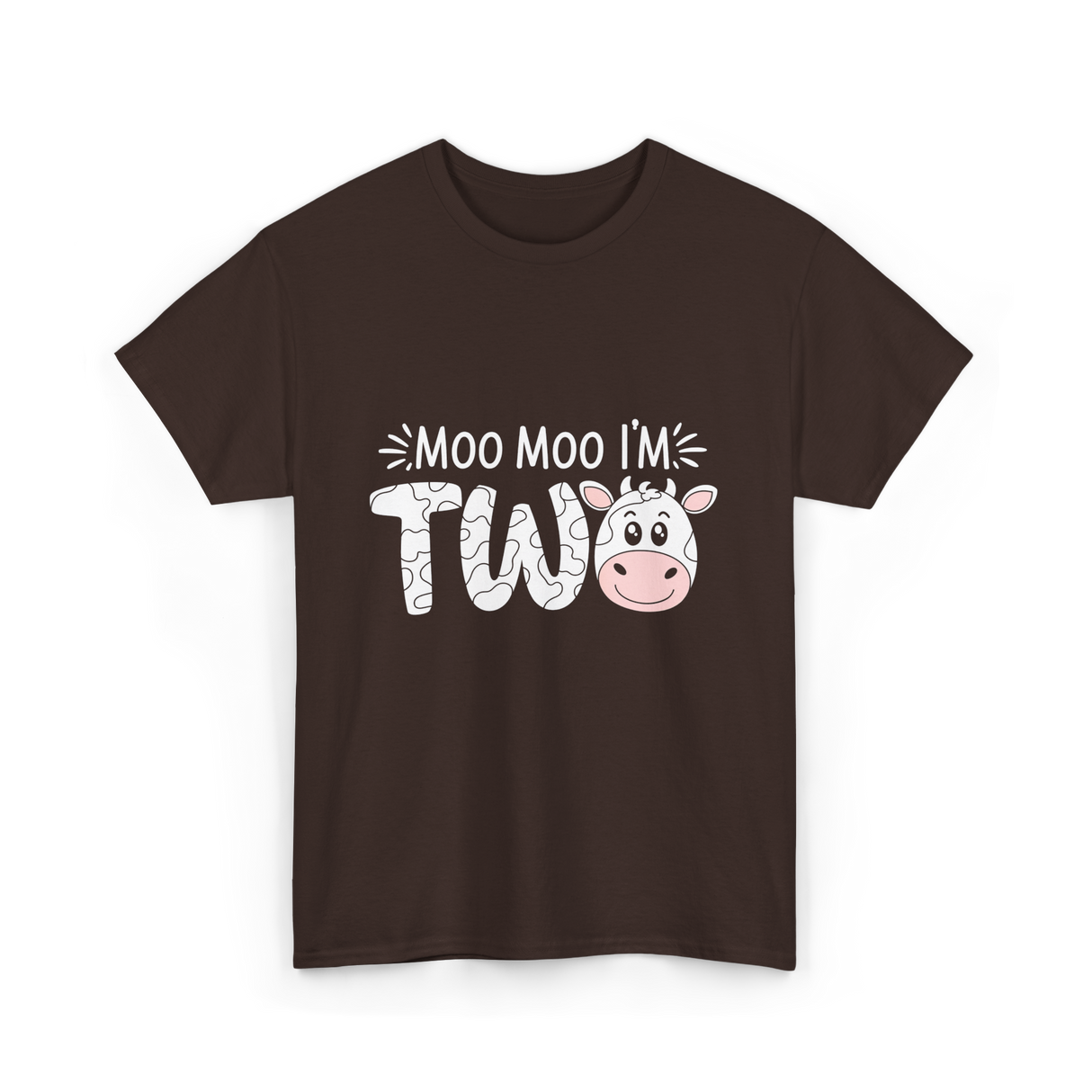 Moo Moo I'm Two Birthday Cow T-Shirt - Dark Chocolate