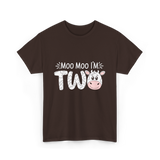 Moo Moo I'm Two Birthday Cow T-Shirt - Dark Chocolate