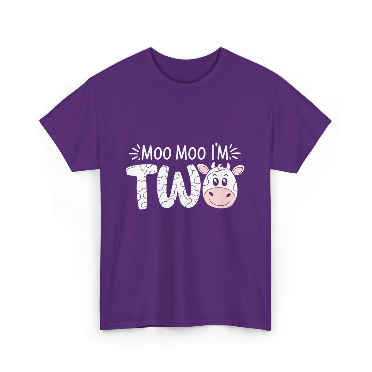 Moo Moo I'm Two Birthday Cow T-Shirt - Purple