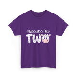 Moo Moo I'm Two Birthday Cow T-Shirt - Purple