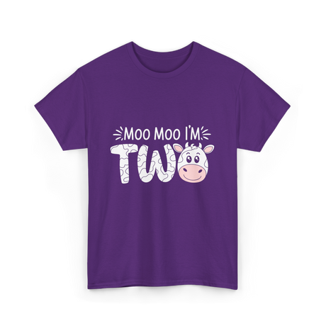 Moo Moo I'm Two Birthday Cow T-Shirt - Purple