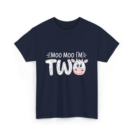 Moo Moo I'm Two Birthday Cow T-Shirt - Navy