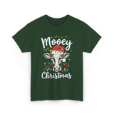 Mooey Christmas Cow Christmas T-Shirt - Forest Green