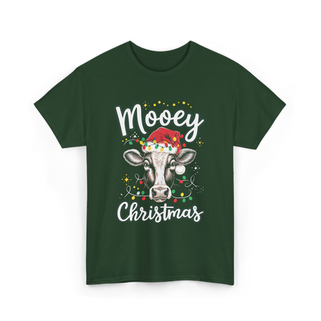 Mooey Christmas Cow Christmas T-Shirt - Forest Green