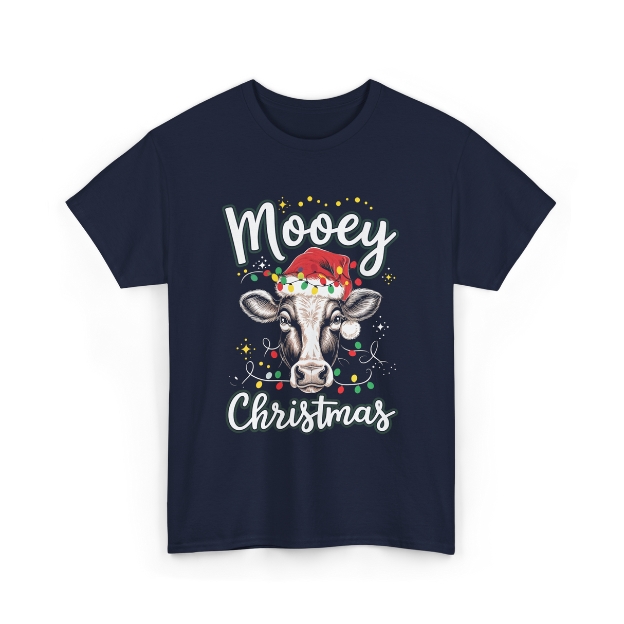 Mooey Christmas Cow Christmas T-Shirt - Navy