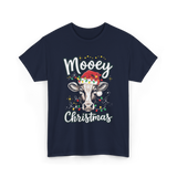 Mooey Christmas Cow Christmas T-Shirt - Navy