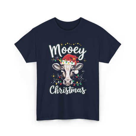 Mooey Christmas Cow Christmas T-Shirt - Navy