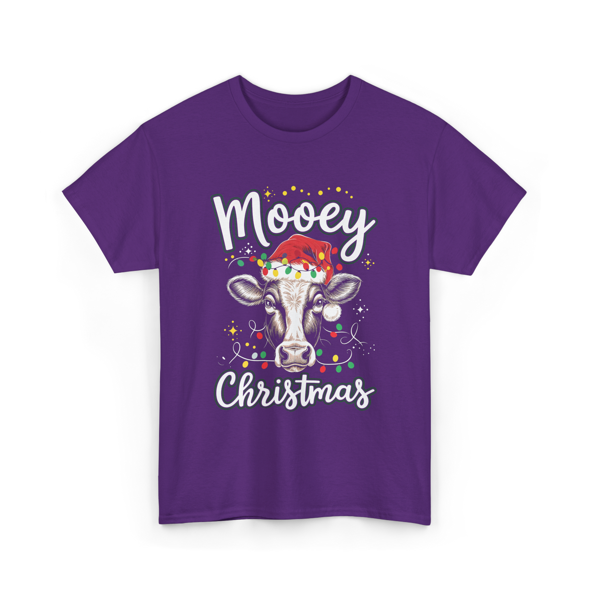 Mooey Christmas Cow Christmas T-Shirt - Purple