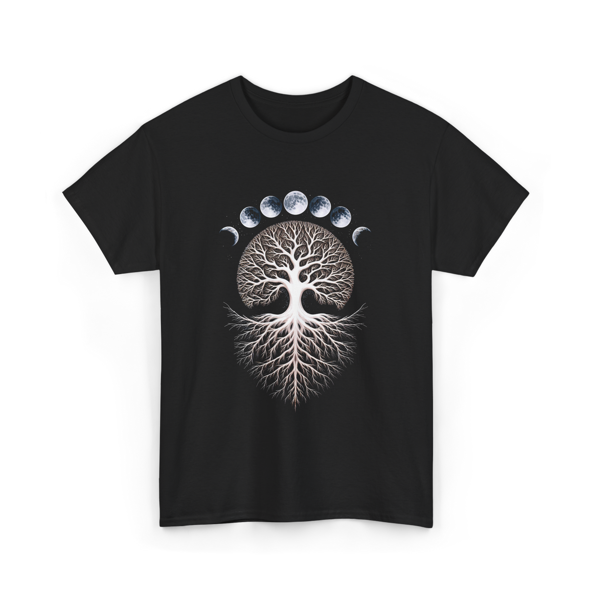 Moon Phases Meditation T-Shirt - Black